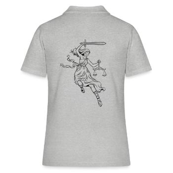 Lady justice, Allegorie der Gerechtigkeit, Göttin - Frauen Polo Shirt - Grau meliert - Hinten - Ailine (174cm)