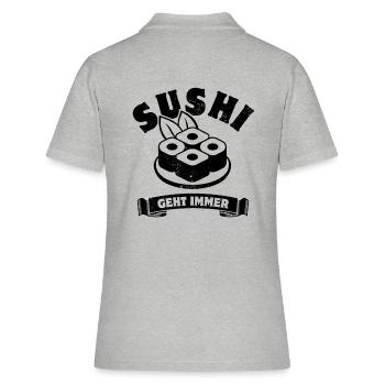 Sushi geht immer - Sushi Fan - Spruch - Frauen Polo Shirt - Grau meliert - Hinten - Ailine (174cm)