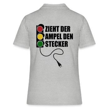 Zieht der Ampel den Stecker - Spruch - Frauen Polo Shirt - Grau meliert - Hinten - Ailine (174cm)