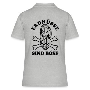Erdnüsse sind böse - Erdnuss Allergie - Frauen Polo Shirt - Grau meliert - Hinten - Ailine (174cm)