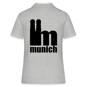 Servus - Gruß aus München - Frauenkirche - Frauen Polo Shirt - Grau meliert - Hinten - Ailine (174cm)