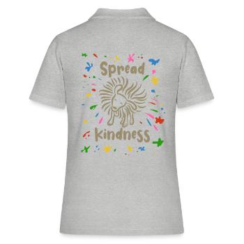 Spread Kindness - Hund schüttelt sich - Frauen Polo Shirt - Grau meliert - Hinten - Ailine (174cm)