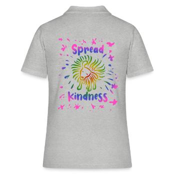 Spread Kindness - Hund schüttelt sich - Frauen Polo Shirt - Grau meliert - Hinten - Ailine (174cm)
