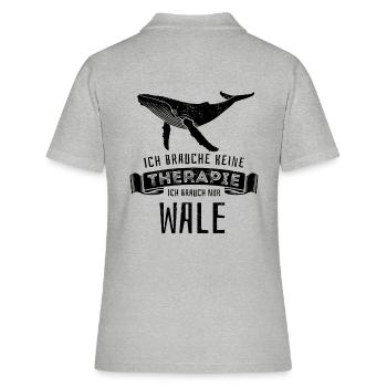 Ich brauche keine Therapie - ich brauch nur Wale - Frauen Polo Shirt - Grau meliert - Hinten - Ailine (174cm)