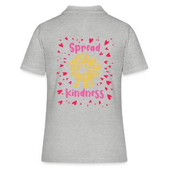 Spread Kindness - Hund schüttelt sich - Herzen - Frauen Polo Shirt - Grau meliert - Hinten - Ailine (174cm)