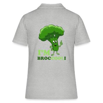I’m Cool - brocoli, légumes, végétarien, végétalien - Polo Femme - gris chiné - Dos - Ailine (174cm)