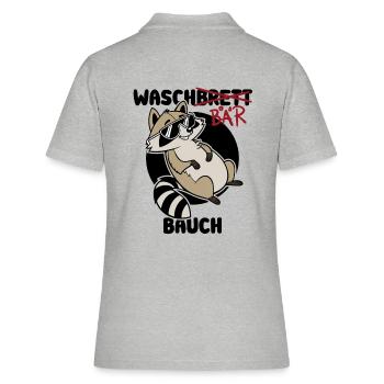 Waschbär Bauch - Waschbrett Bauch Geschenk - Frauen Polo Shirt - Grau meliert - Hinten - Ailine (174cm)