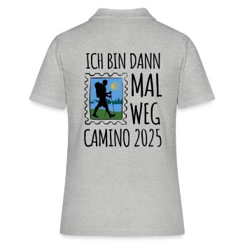 Ich bin dann mall weg - Camino 2025 - Pilgern - Frauen Polo Shirt - Grau meliert - Hinten - Ailine (174cm)