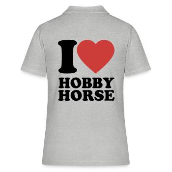 J’aime hobby cheval - Coeur - Hobby - Polo Femme - gris chiné - Dos - Ailine (174cm)