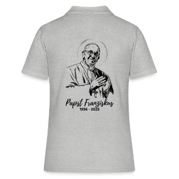 Papst Franziskus spendet seinen Segen - Frauen Polo Shirt - Grau meliert - Hinten - Ailine (174cm)