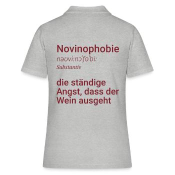 Novinophobie - Definition - Substantiv - Frauen Polo Shirt - Grau meliert - Hinten - Ailine (174cm)