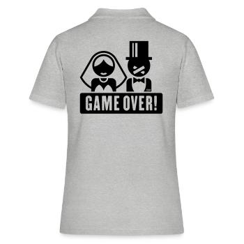 Game Over! (Fiancé / Marié / Mariage / Pansement) - Polo Femme - gris chiné - Dos - Ailine (174cm)