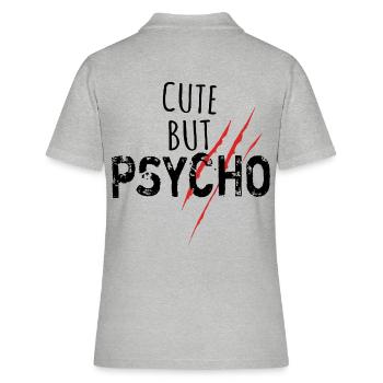 Cute but psycho - Spruch - Women's Polo Shirt - heather grey - Back - Ailine (174cm)