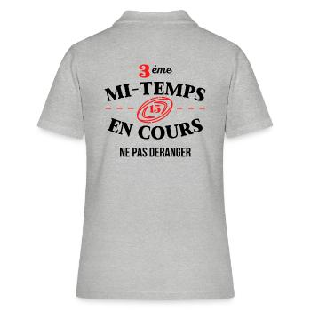 mi temps rugby cadeau homme humour - Polo Femme - gris chiné - Dos - Ailine (174cm)