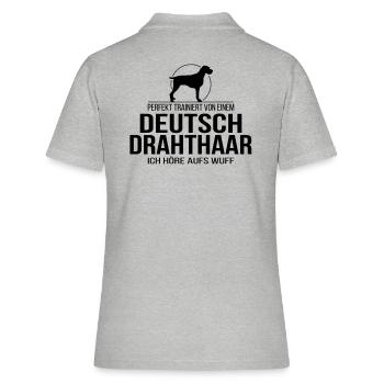 DEUTSCH DRAHTHAAR wuff Hundespruch Wilsigns - Frauen Polo Shirt - Grau meliert - Hinten - Ailine (174cm)