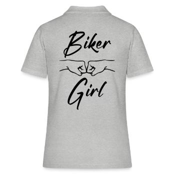 BIKER GIRL noir personnalisable - Polo Femme - gris chiné - Dos - Ailine (174cm)