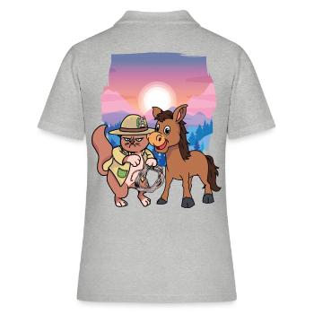 Sinistre, Chat, Far West, Chats, Cavalier, Cavalier - Polo Femme - gris chiné - Dos - Ailine (174cm)