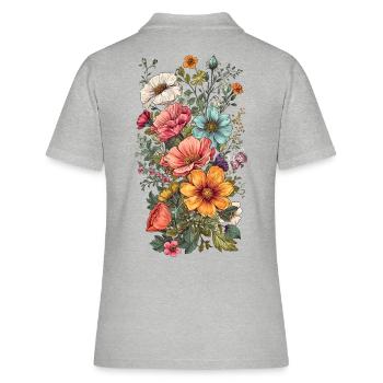 Magnifique bouquet d’herbier de fleurs bohèmes - Polo Femme - gris chiné - Dos - Ailine (174cm)