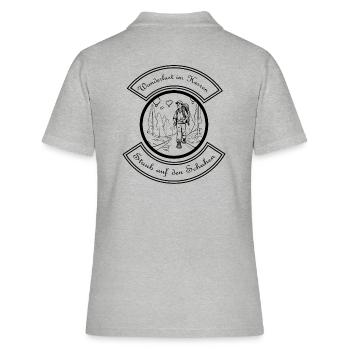 Wanderlust im Herzen, Staub auf den Schuhen - Frauen Polo Shirt - Grau meliert - Hinten - Ailine (174cm)