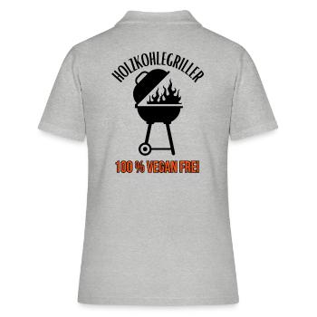 Barbecue au charbon de bois - 100 % végétalien gratuit - barbecue - Polo Femme - gris chiné - Dos - Ailine (174cm)