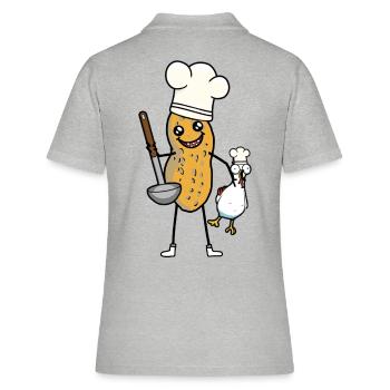 Cacahuète poulet soupe louche Chef cuisine Art culinaire - Polo Femme - gris chiné - Dos - Ailine (174cm)