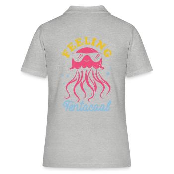Feeling Tentacool - Méduse avec des tentacules - Polo Femme - gris chiné - Dos - Ailine (174cm)
