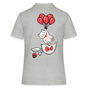 Chat Naissance Coquille D’oeuf Ballons Enfants Bébé - Polo Femme - gris chiné - Dos - Ailine (174cm)