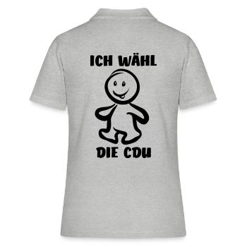 Ich wähl die CDU - Wähler - Stimme - Frauen Polo Shirt - Grau meliert - Hinten - Ailine (174cm)