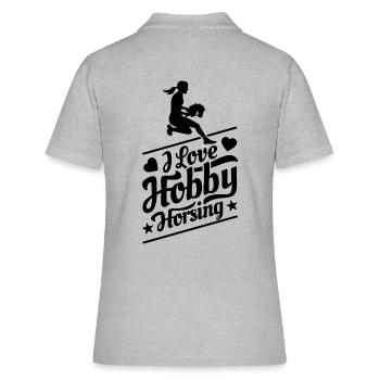 J’aime Hobby Horsing - Coeur - Hobby - Polo Femme - gris chiné - Dos - Ailine (174cm)