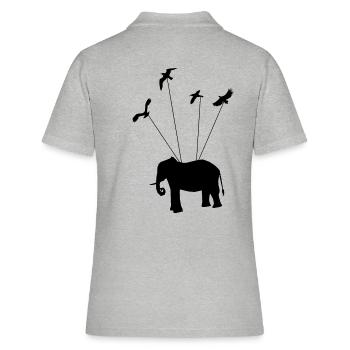 Elefantenfliegen - Frauen Polo Shirt - Grau meliert - Hinten - Ailine (174cm)