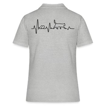 Chat Heartbeat Chat Ami Cadeau Drôle - Polo Femme - gris chiné - Dos - Ailine (174cm)