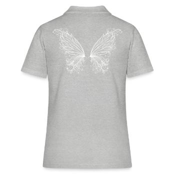 Flügel, zart weiss durchsichtig - Frauen Polo Shirt - Grau meliert - Hinten - Ailine (174cm)
