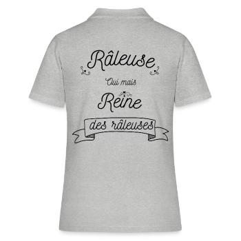 Râleuse oui mais reine des râleuses, humour - Polo Femme - gris chiné - Dos - Ailine (174cm)