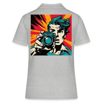 Photographe Pop Art - Polo Femme - gris chiné - Dos - Ailine (174cm)