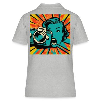 Photographe Pop Art Femme - Polo Femme - gris chiné - Dos - Ailine (174cm)