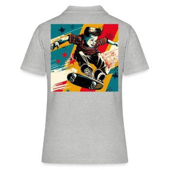 Skater Boy - Frauen Polo Shirt - Grau meliert - Hinten - Ailine (174cm)