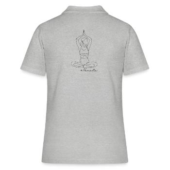 Namaste, Frau, Yoga - Frauen Polo Shirt - Grau meliert - Hinten - Ailine (174cm)