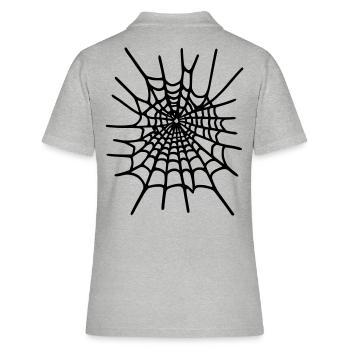 Spinnennetz Halloween - Frauen Polo Shirt - Grau meliert - Hinten - Ailine (174cm)