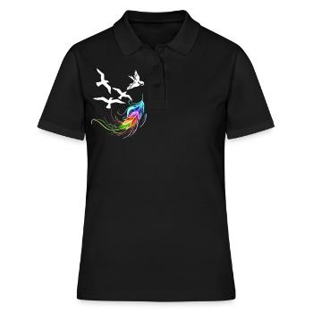 Feder - Frauen Polo Shirt - Schwarz - Vorne - Ailine (174cm)