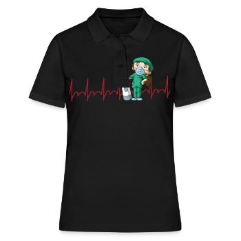 Krankenschwester Krankenpflegerin Pflegerin EKG - Frauen Polo Shirt - Schwarz - Vorne - Ailine (174cm)