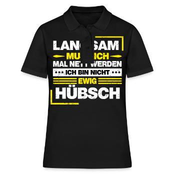 LANGSAM MUSS ICH MAL NETT WERDEN, ZICKEN T-SHIRT - Frauen Polo Shirt - Schwarz - Vorne - Ailine (174cm)