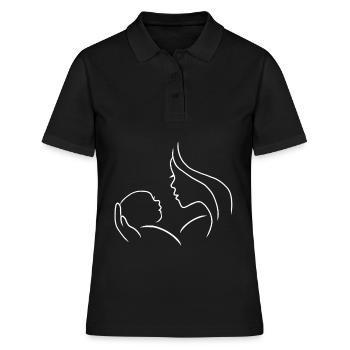 Maman bébé grossesse enceinte femme enceinte - Polo Femme - noir - Devant - Ailine (174cm)