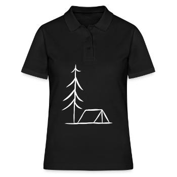 Zelt Zelten Tanne Nadelbaum Wald Zeltler Geschenk - Frauen Polo Shirt - Schwarz - Vorne - Ailine (174cm)