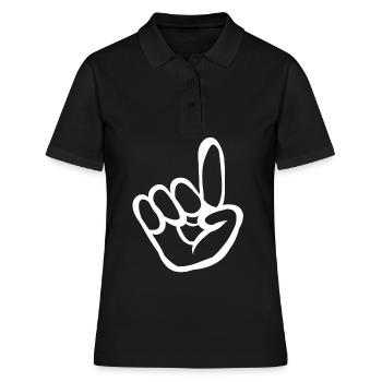 Handzeichen Geschenk Melden Zeigefinger - Frauen Polo Shirt - Schwarz - Vorne - Ailine (174cm)