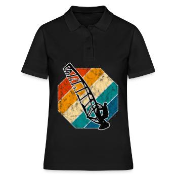 Windsurfen Retro Surfen Windsurfer Windsurfing - Frauen Polo Shirt - Schwarz - Vorne - Ailine (174cm)