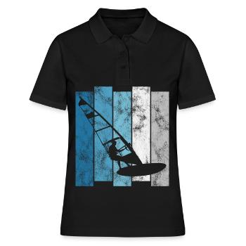 Windsurfen Windsurfing Retro Windsurfer Surfen - Frauen Polo Shirt - Schwarz - Vorne - Ailine (174cm)