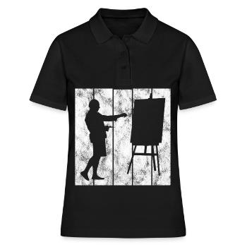 artiste rétro peinture artiste artiste peintre - Polo Femme - noir - Devant - Ailine (174cm)