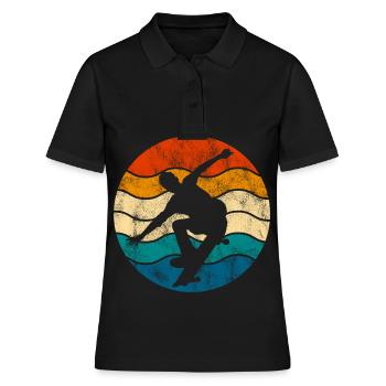 Skateboarder Skateboard Skater Skate Skateing - Polo Femme - noir - Devant - Ailine (174cm)
