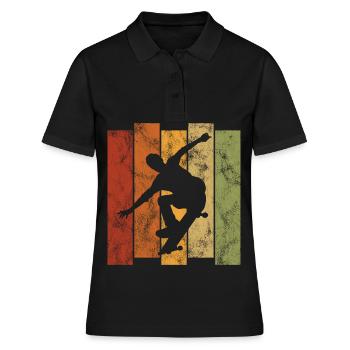 Skateboarder Skateboard Skater Skate Skateing - Polo Femme - noir - Devant - Ailine (174cm)