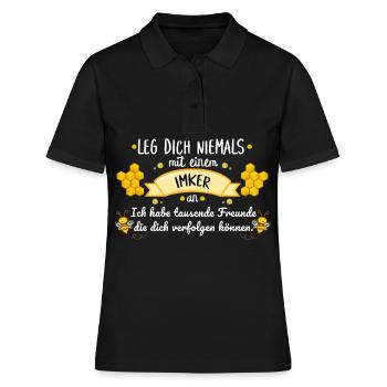 Apiculteur disant amis drôles abeilles cadeau nid d'abeille - Polo Femme - noir - Devant - Ailine (174cm)